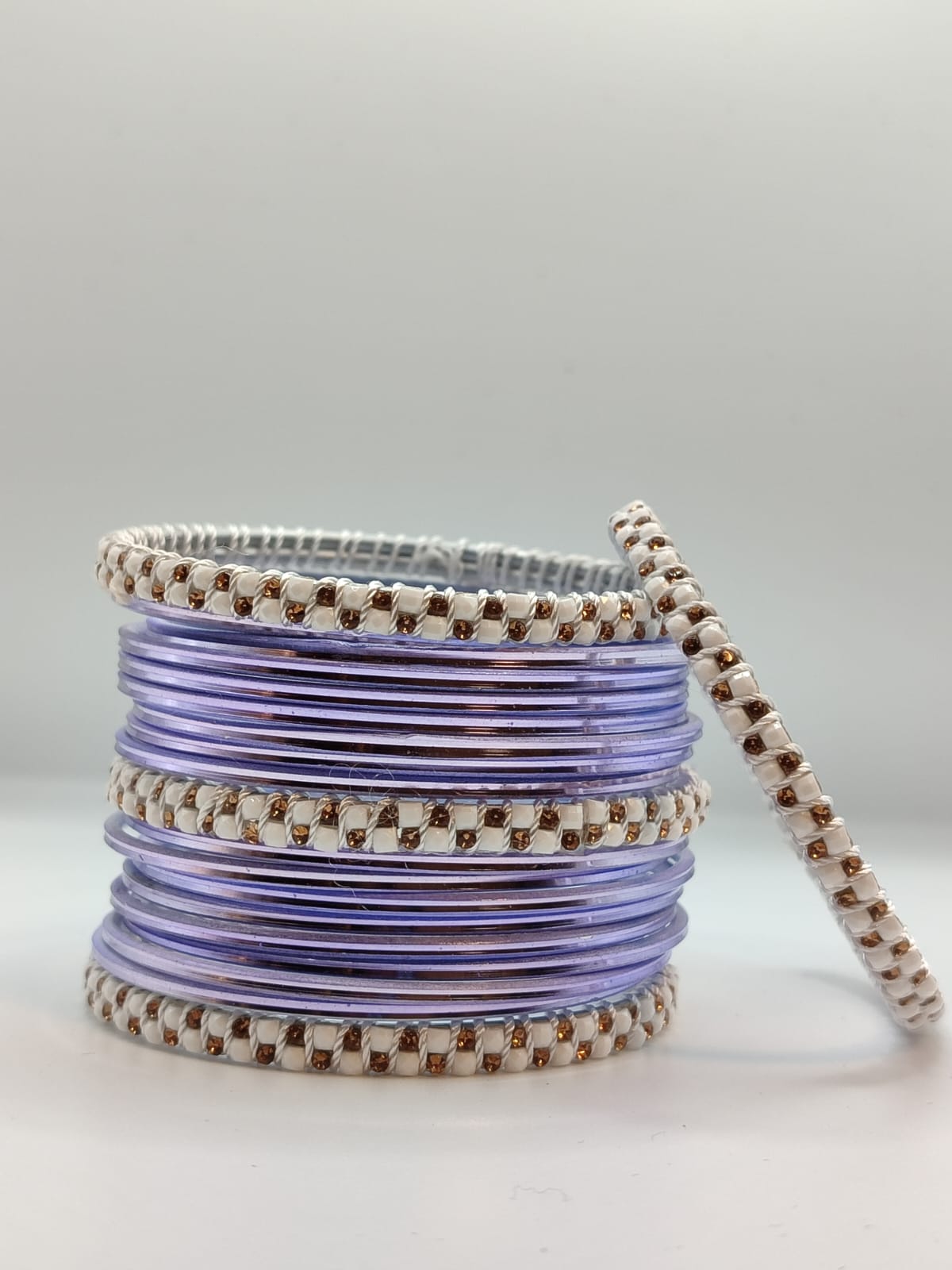 Purple white gold bangles set