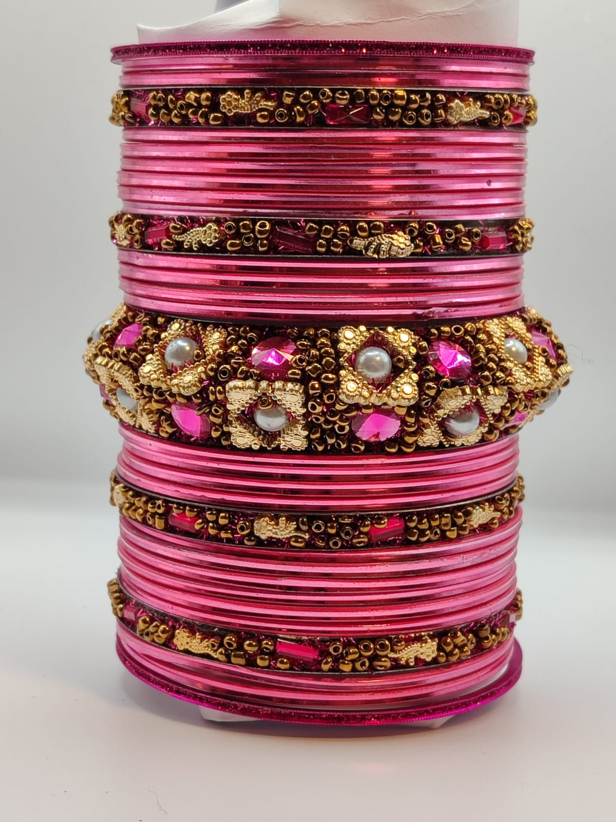 Pink gold bronze bangles set