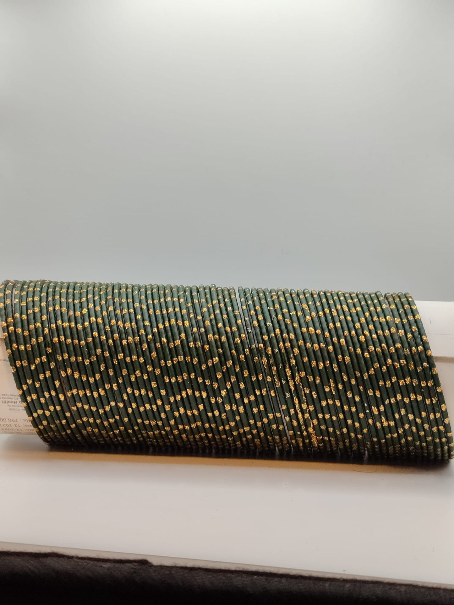 Dark green gold crystall bangles