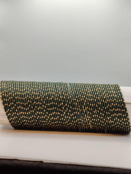 Dark green gold crystall bangles