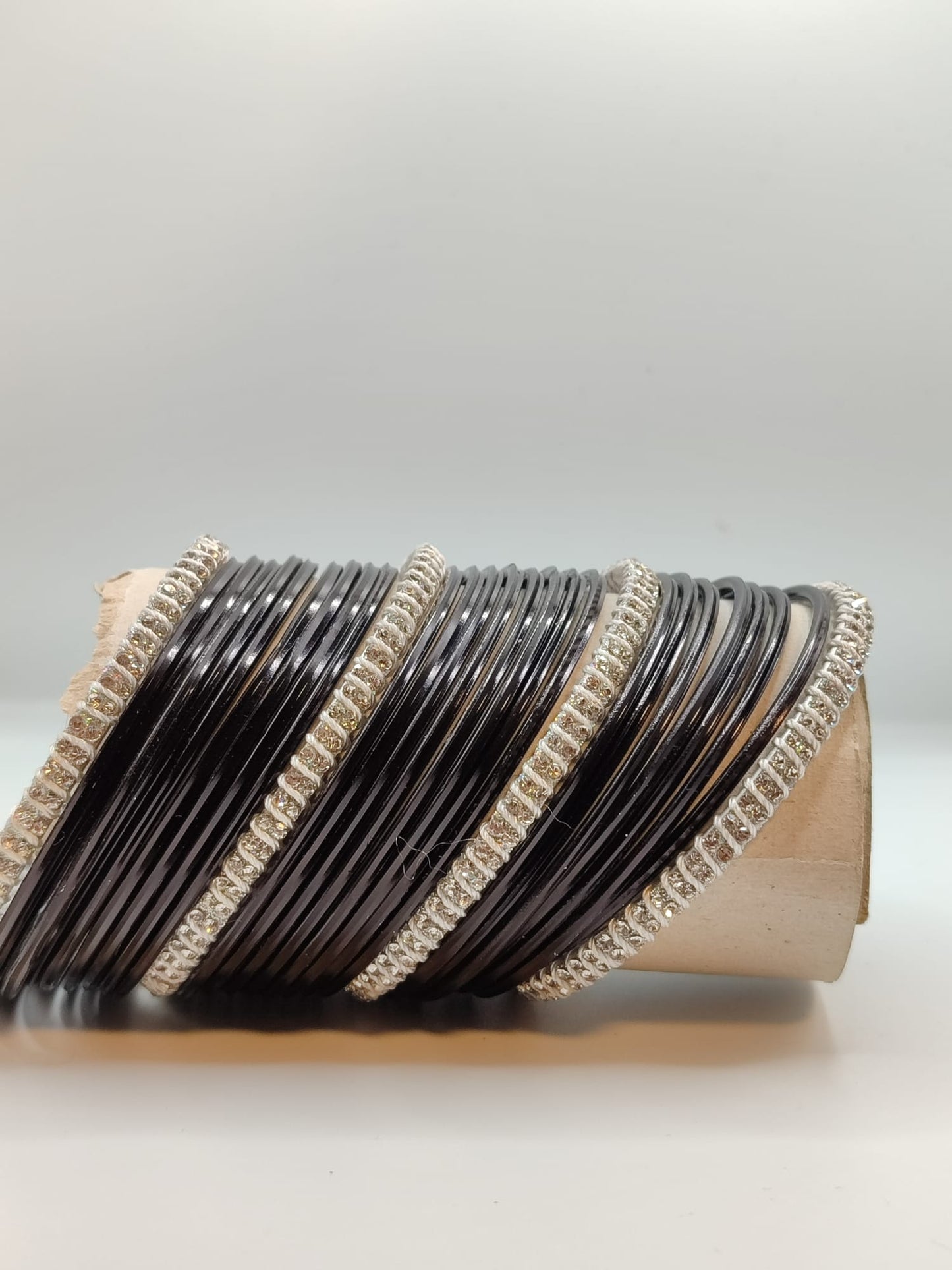 Black silver bangles set