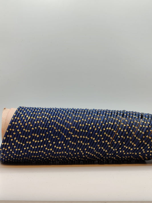 Navy blue gold crystal bangles