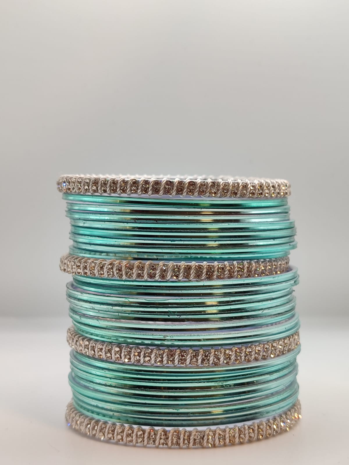 Light blue silver bangles set