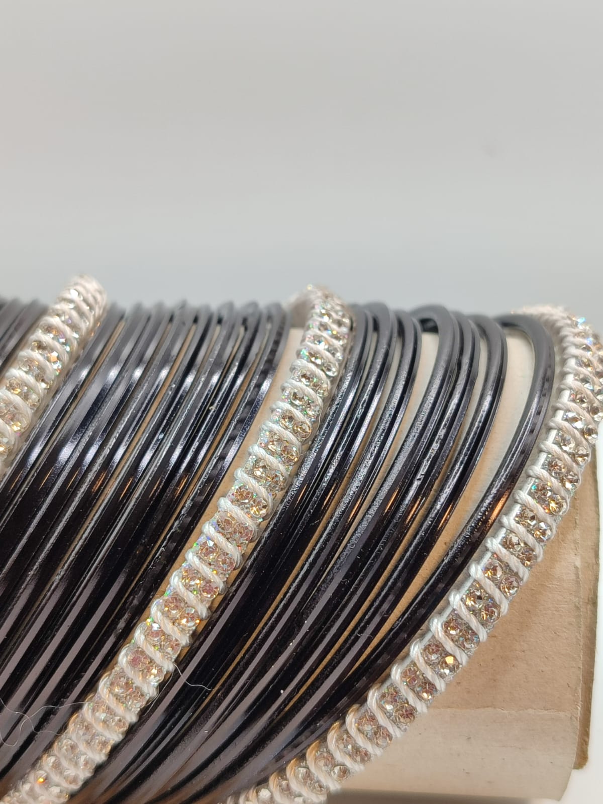 Black silver bangles set